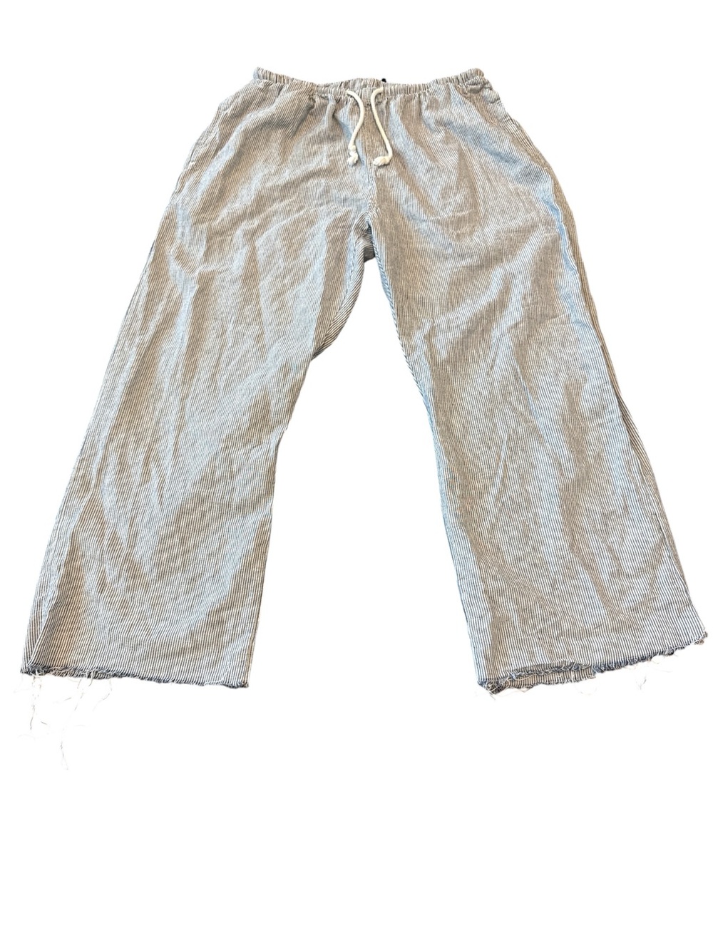 Brandy Melville Blue Striped Drawstring Wide-Leg Bottoms